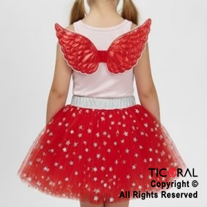 SET ALAS TORNASOLADA Y TUTU CON BRILLOS BABY ROJO x 1